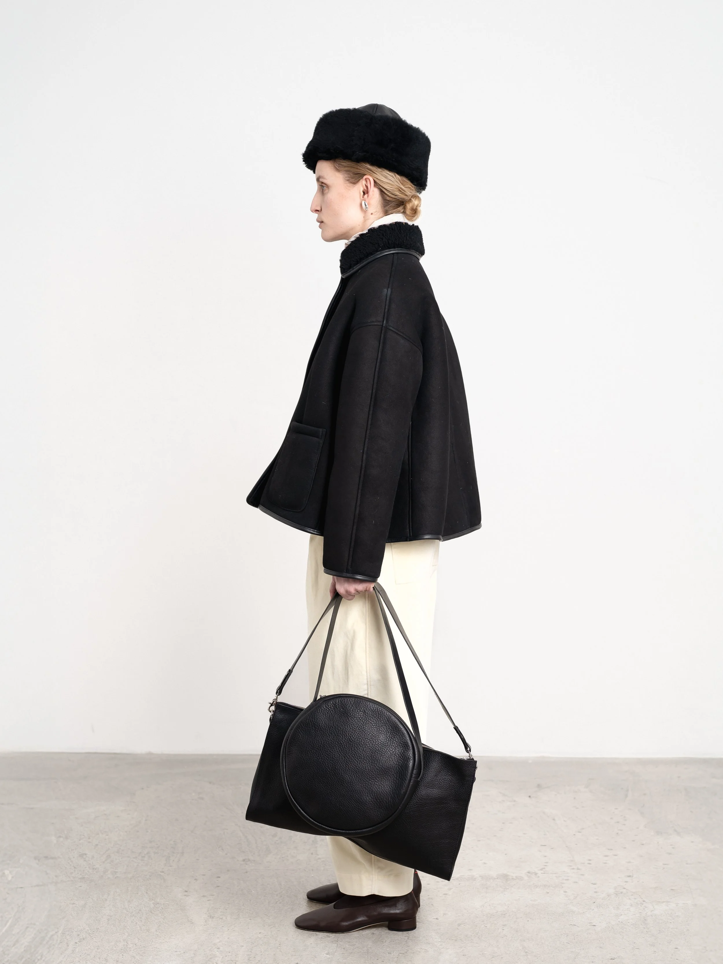 cawley suede black curly hair sheepskin avis jacket — hedgerow